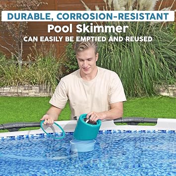 Bestway Flowclear Pool Wall Mounted Automatic Pool Surface Skimmer for Above Ground Pools with 530 Gallon and Above Filter Pumps, White/Blue