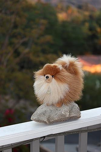 Miniatura 2 de Aurora® Adorable perro Pomerania de peluche Miyoni®, detalle realista, compañía entrañable, marrón, 9 pulgadas