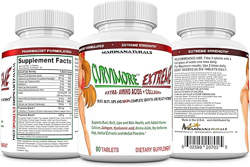 Miniatura 4 de CURVIMORE Extreme - Las píldoras de fuerza extrema 5 en 1 para ampliar los senos más avanzadas y cargadas, mejora de glúteos, relleno de labios y