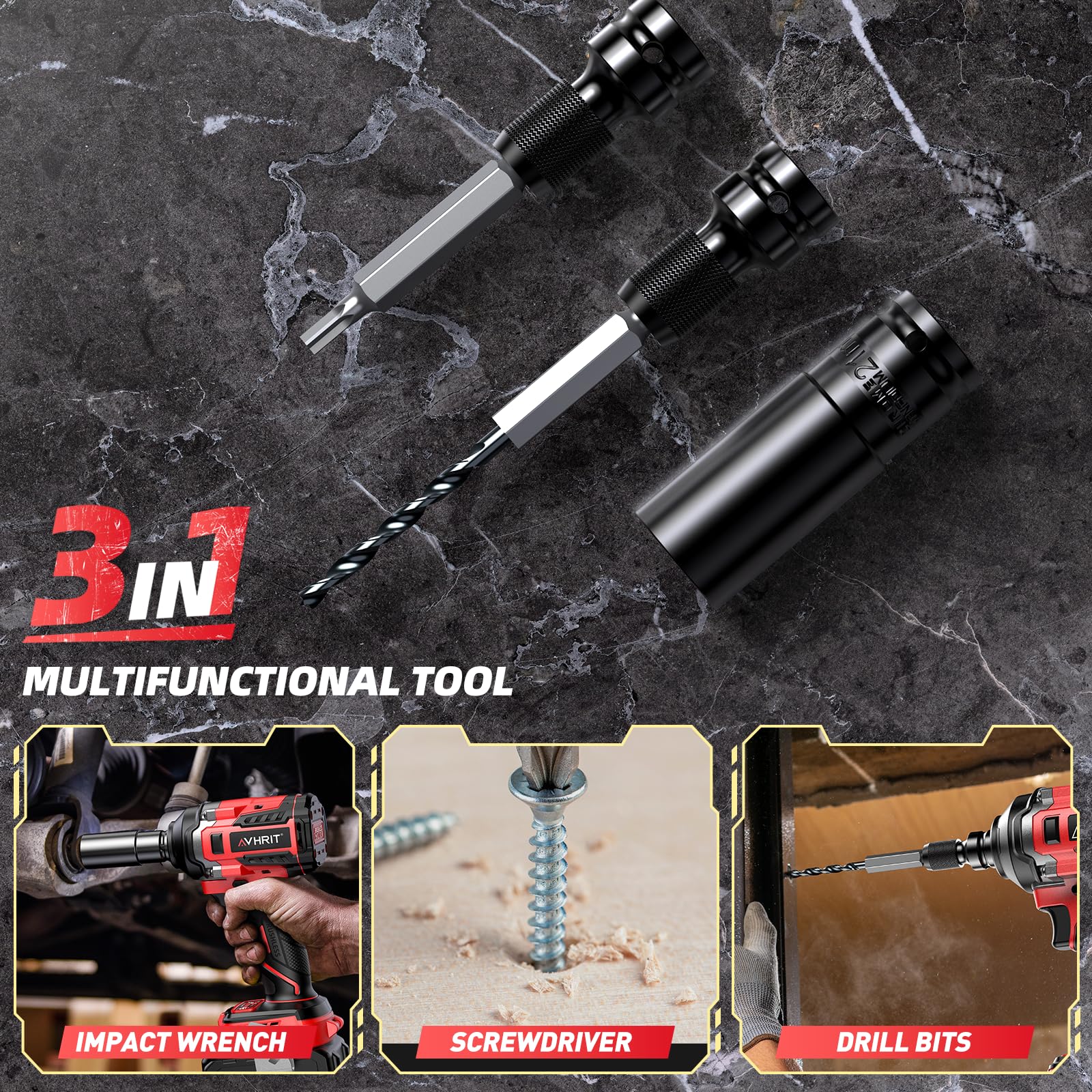 Clé à Chocs Sans Fil Brushless avec 2x 4.0 Ah Batteries, 700N.m/Ft-lbs Boulonneuse à Choc Electrique, 21V Visseuse à Chocs avec 4 Douilles à Chocs, Compatible avec Makita 18V