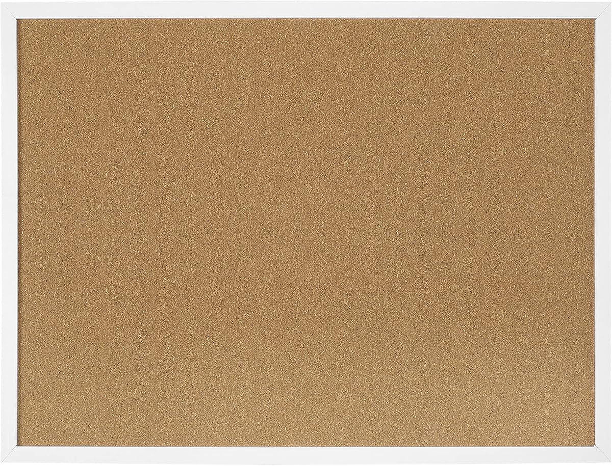 FEBSNOW Small Cork Bulletin Board, 23 x 15.7 Inches Wall Mounted Pin Board | Natural Corkboard, Office Home School Vision Board, Wall Mounted Photo Notice Display, Single Pack with Mounting Hardware
