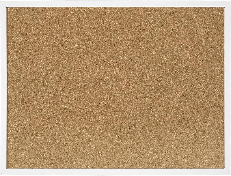 FEBSNOW Small Cork Bulletin Board, 23 x 15.7 Inches Wall Mounted Pin Board | Natural Corkboard, Office Home School Vision Board, Wall Mounted Photo Notice Display, Single Pack with Mounting Hardware