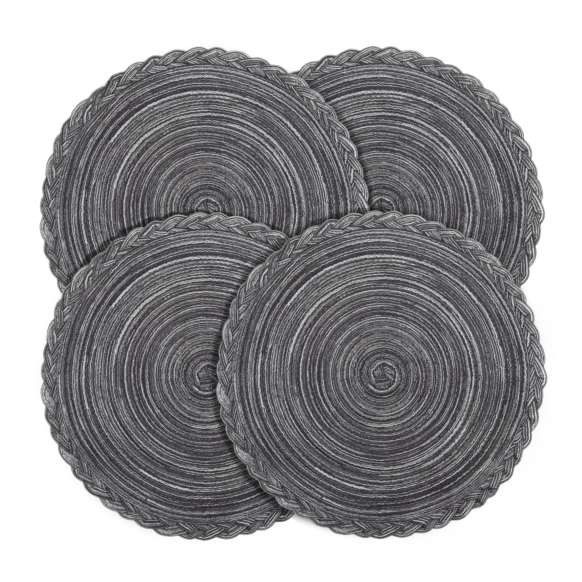 Tovagliette Americane Rotonde In Erba Naturale Fanquare | Set Da 4 Con Nappe, Stile Boho Rustico Marrone E Beige, 30 Cm