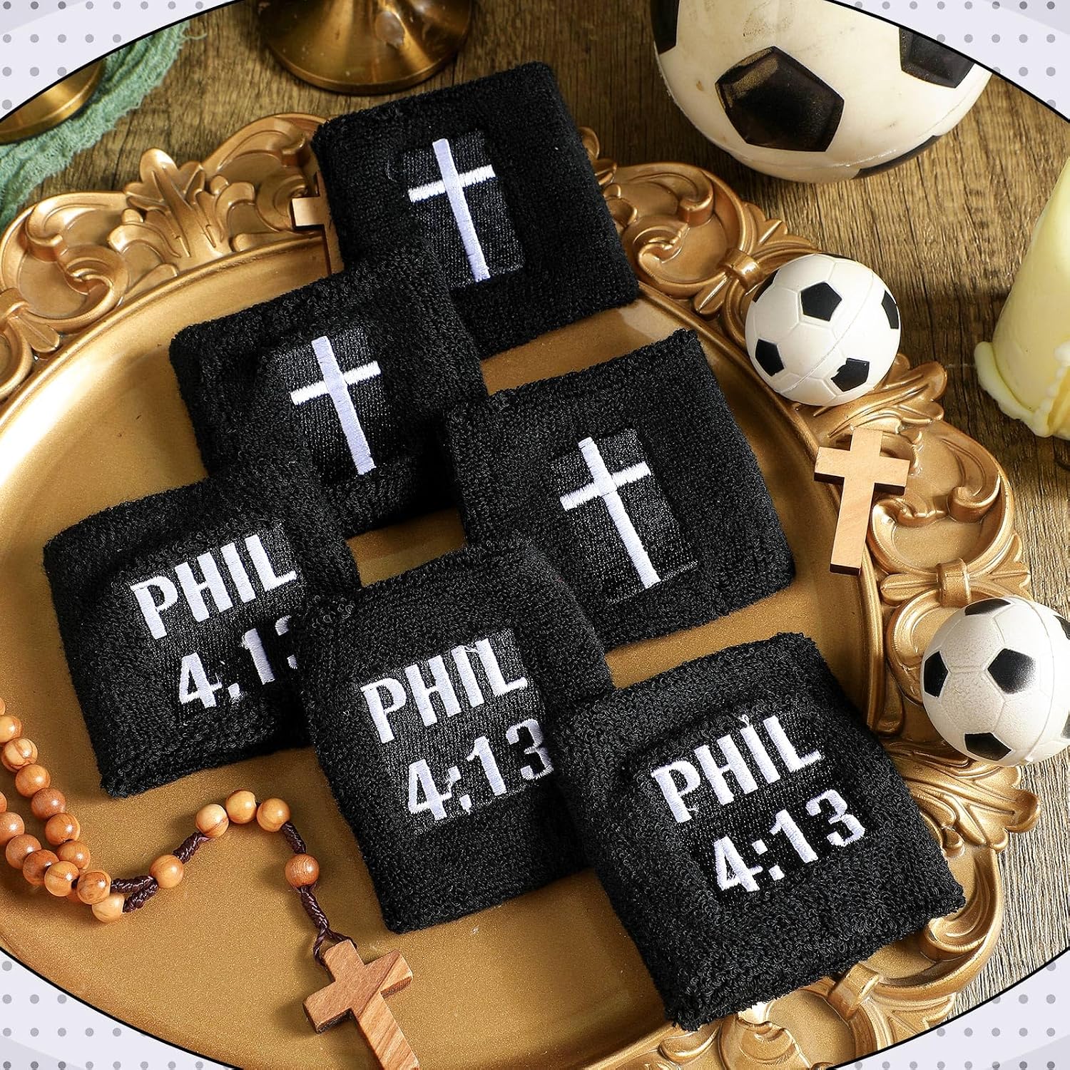 Misdary 6 Pair Cross Wristband Football Baseball Drip Baseball Football Accessories Faith Cross Sports Wristband Sweat Band Athletic Christian Faith for Sports Basketball Gym Workout