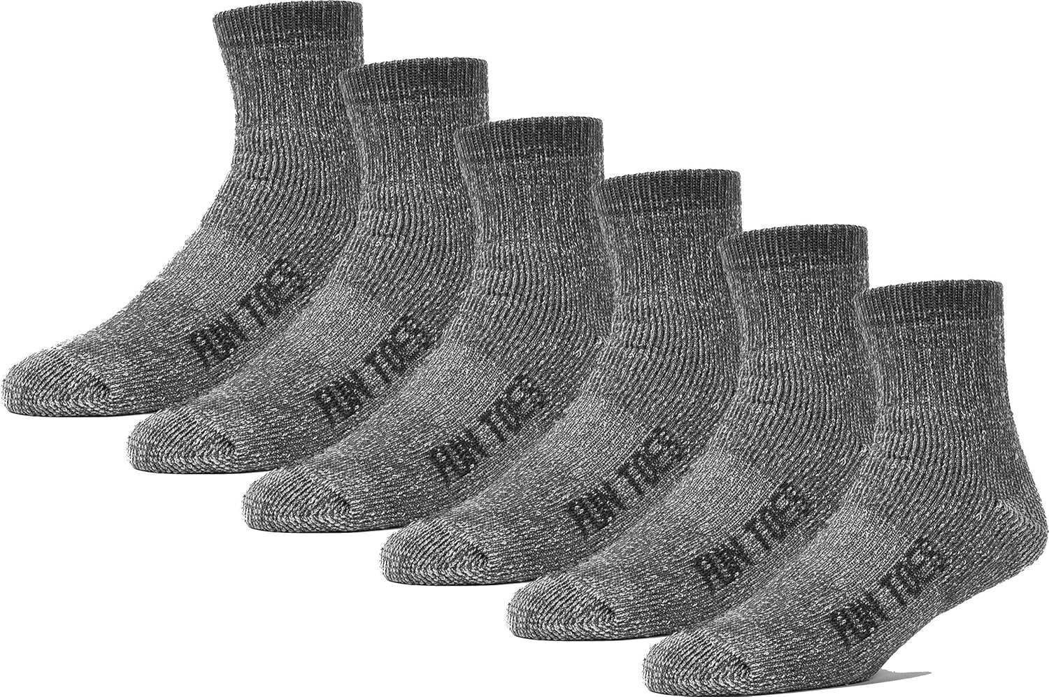 FUN TOES Men's 80% Wool Ankle Socks 6 Pairs Strong Arch Support Winter Cushioned Bottom Ideal for Hiking