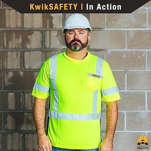 Miniatura 6 de KwikSafety - Charlotte, NC - Camisa de seguridad de manga corta para hombre renacentista cinta reflectante de espina de pescado Clase 2 ANSI OSHA