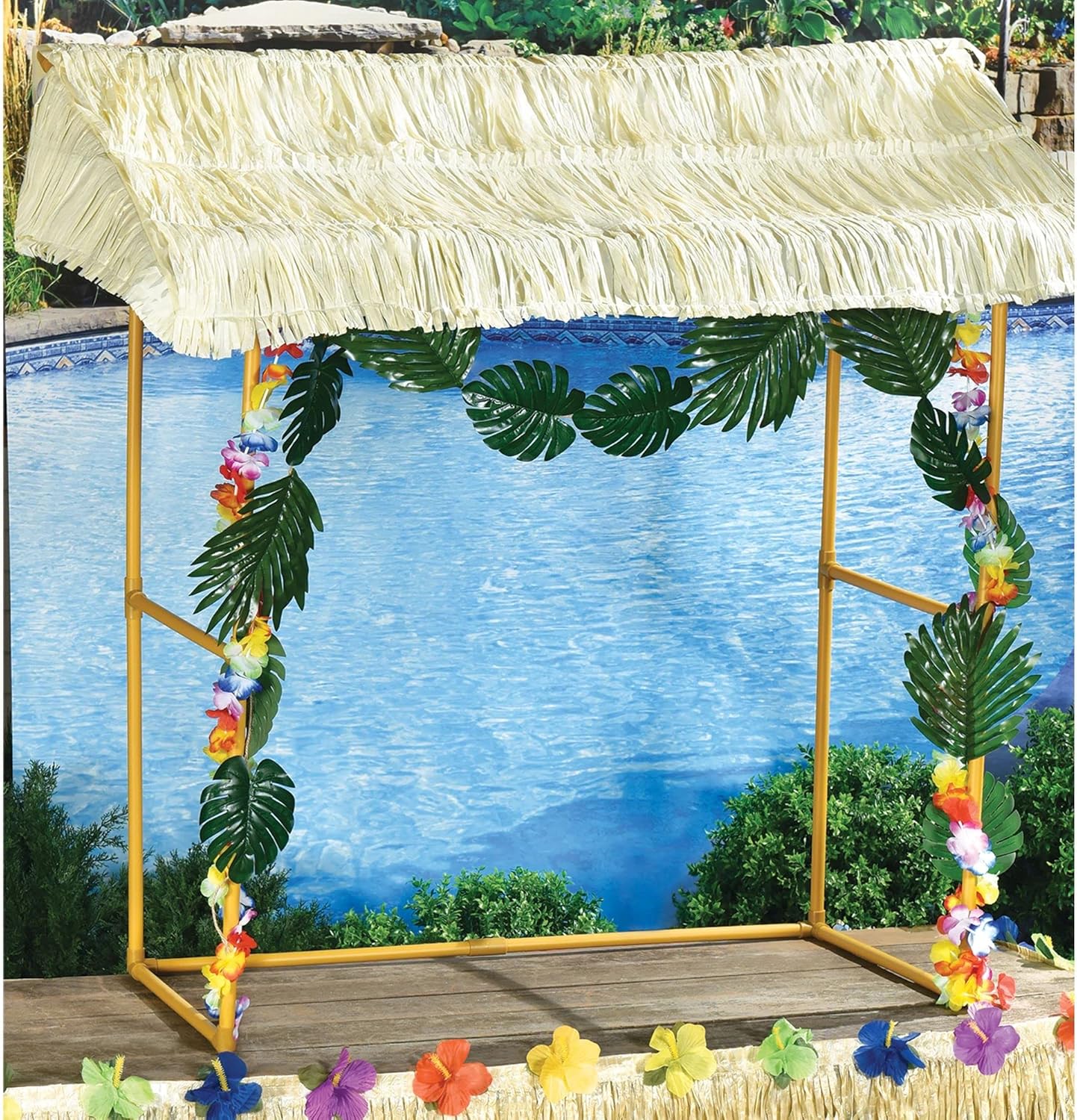 Tropical Multicolor Tiki Bar Hut Kit - Complete Set - Easy Assembly & Vibrant Decor Set, Authentic Luau Experience - Perfect for Summer Events