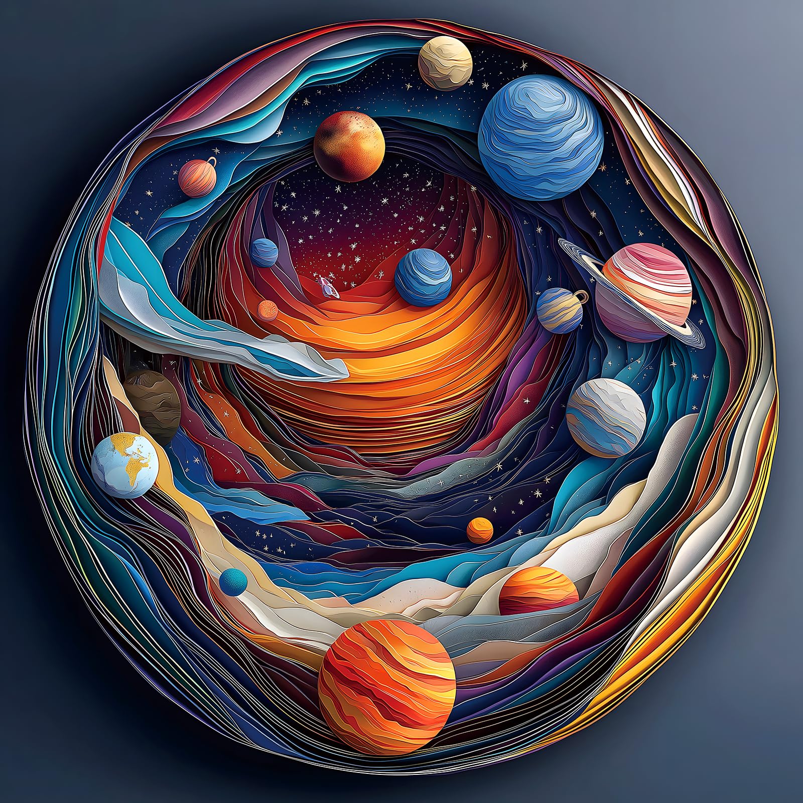 500 Piece Puzzles for Adults Clearance, Mysterious 3D Stereoscopic Cosmic Planets Puzzle for Impossible Challenge Art Jigsaw Puzzles, for Gifts Party