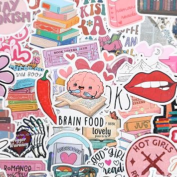 200Pcs Bookish Stickers for Kindle, Book Reading Booktok Aesthetic Stickers, Spicy Fantasy Journal for Adult, Bookish Book Lover Gifts Skin Accessories
