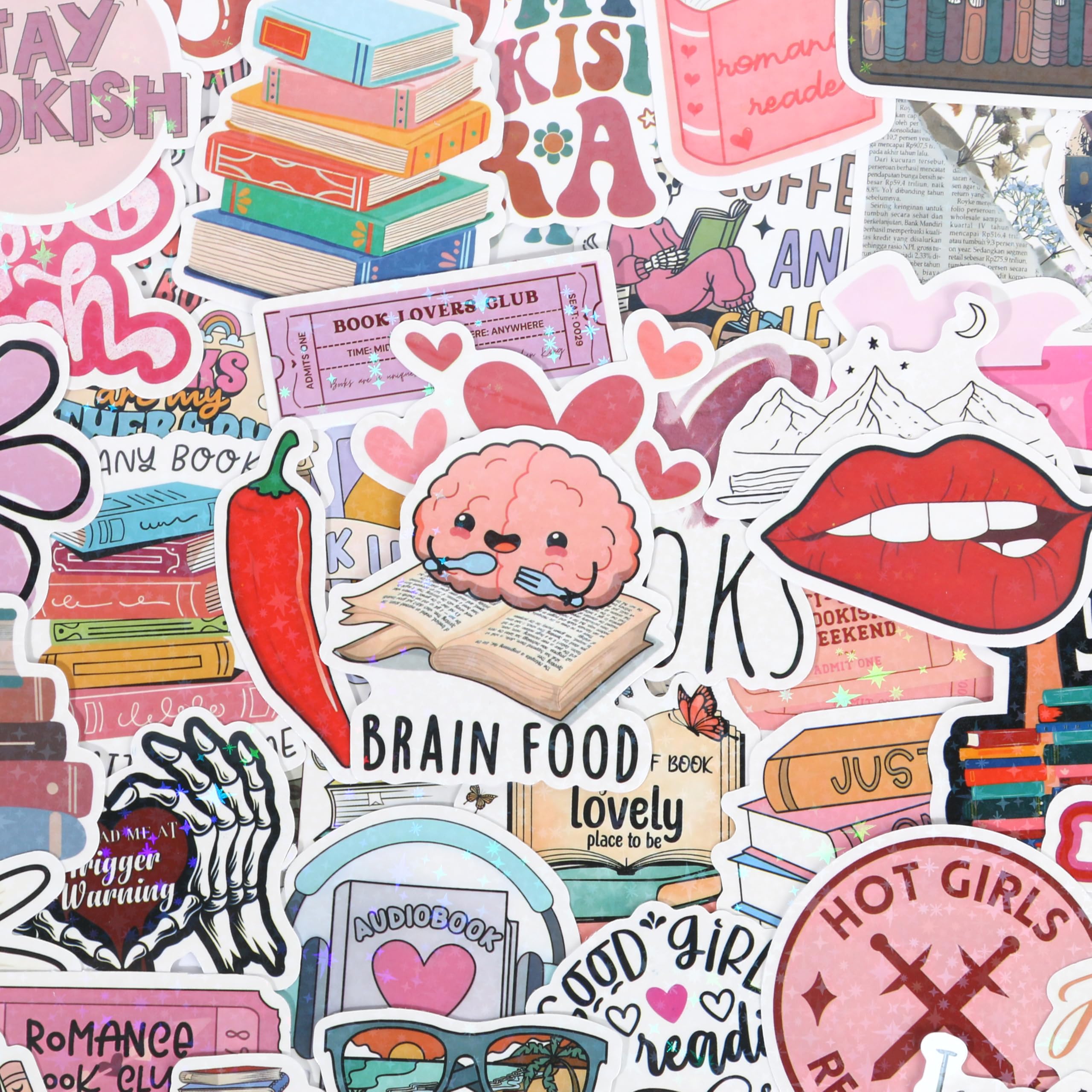 Tunosava 200Pcs Bookish Stickers for Kindle, Reading Booktok Aesthetic, Spicy Fantasy Journal for Adult Clear Case, Book Lover Gifts Skin Accessories, Mixed