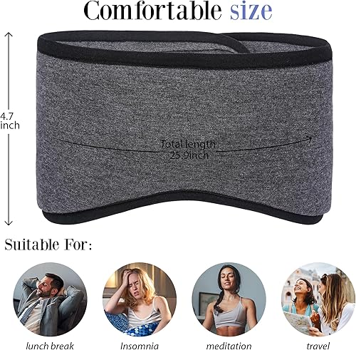 Miniatura 2 de FRESHME Máscara de ojos negra para dormir con cubierta para las orejas  Bloquea la luz contorneada noche antifaz para dormir con cubierta para las