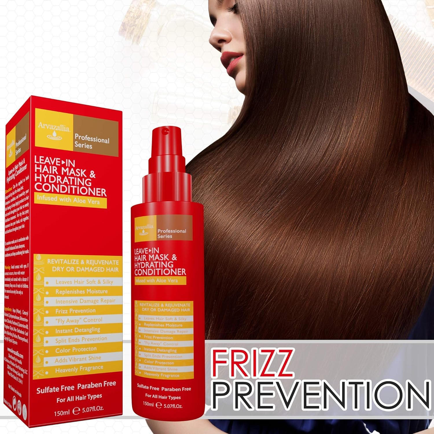 Arvazallia Premium Argan Oil Hair Treatment and Leave-in Mask & Hydrating Conditioner Spray Bundle - Professional Grade Hydration and Damage Repair for Dry or Damaged Hair