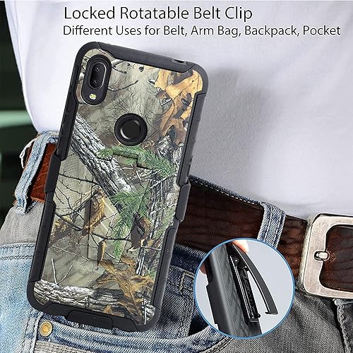 Miniatura 4 de Funda diseñada para Jitterbug Smart 3 (2021) con vidrio templado, clip giratorio para cinturón, soporte para soporte de armadura resistente a prueba