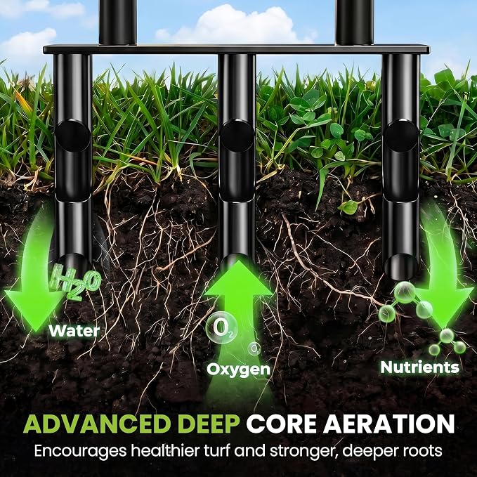 Manual Lawn Core Aerator Tool con 3 púas huecas y preensamblado miniatura 8