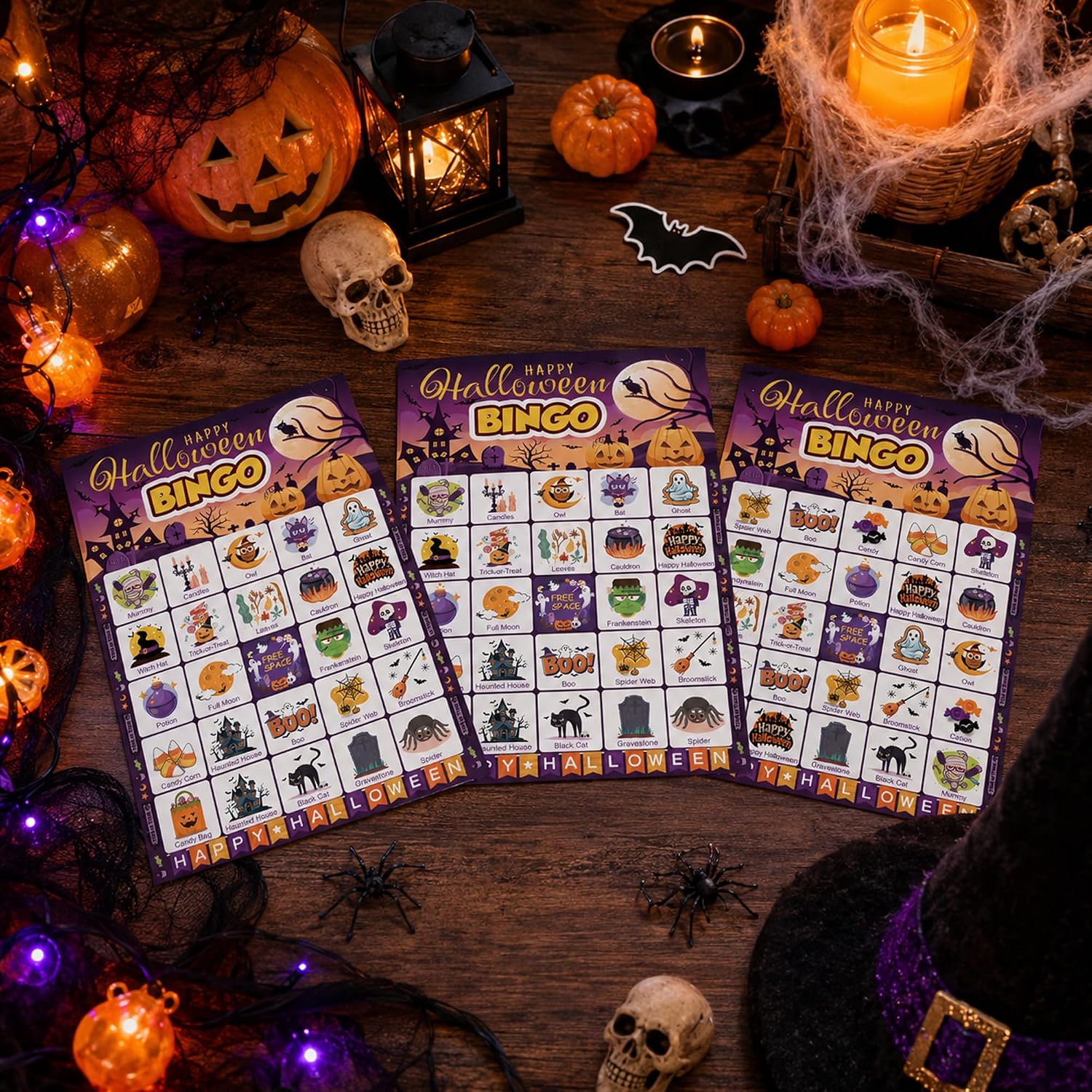 MDDRUIQI Halloween Games - Halloween Bingo Cards for Kids