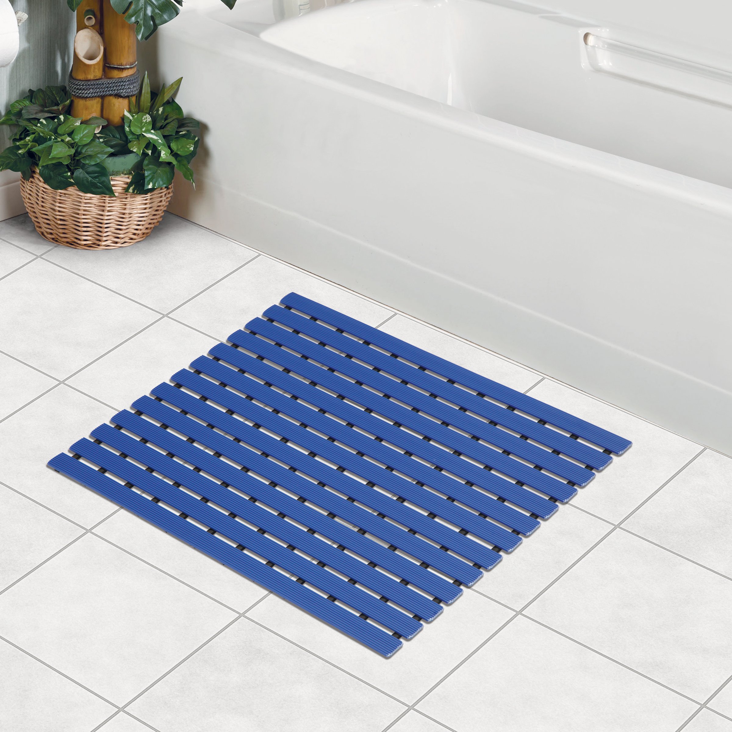 F fabsouk Modern Bath Mat (Marine Blue, Plastic, Standard Size)