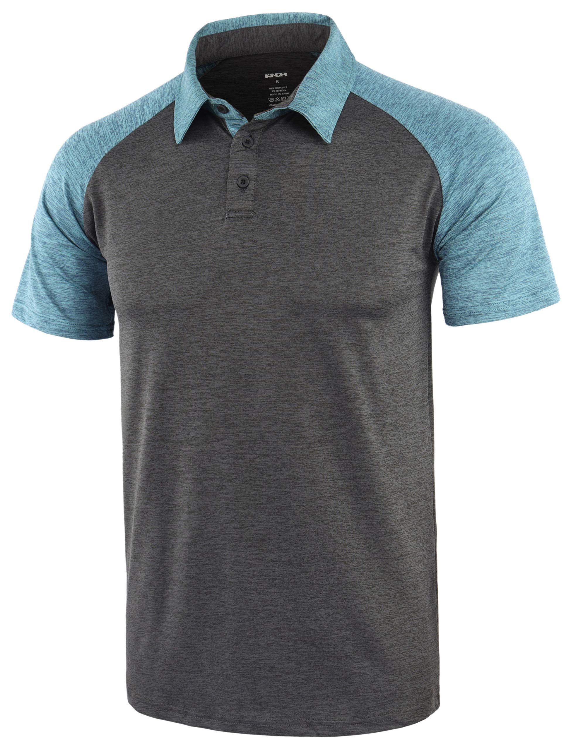 KNQR Mens Lightweight Soft Quick Dry Athletic Workout Running Golf Polo T Shirt