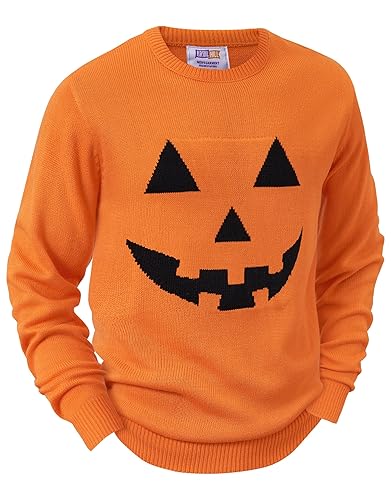 Arvilhill Men’s Halloween Sweater Scary Pumpkin Retro Skeleton Crewneck Knit