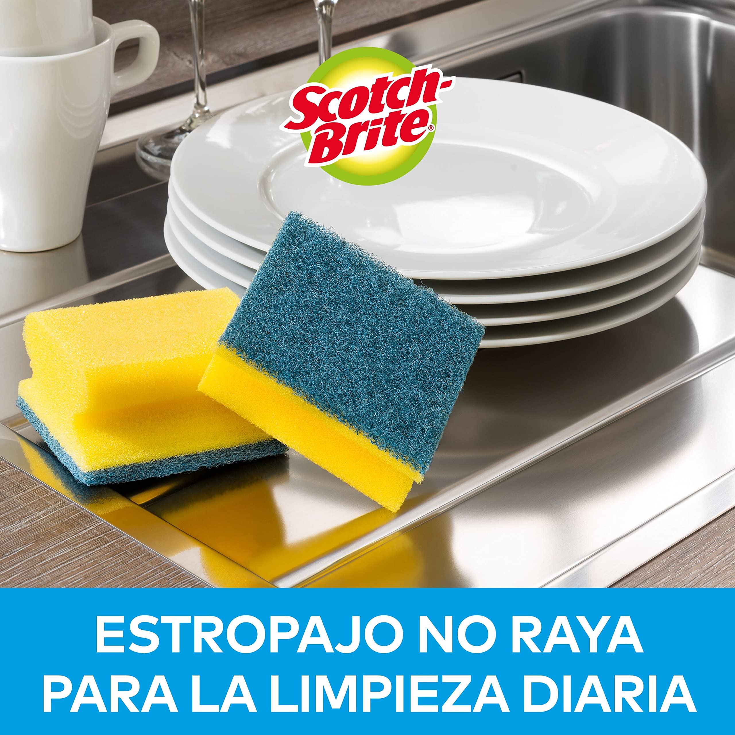 Scotch-Brite Estropajo para fregar sin rayar delicado. 12 esponjas por paquete - Seguro para cristal y utensilios de cocina antiadherentes — view 3