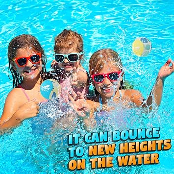 2 Pack Water Ball, Water Skipping Balls 5.5cm Art Design for All Ages Adults with Net Bag for Lakes, Rivers, Beach, Jumping Balls Skimming for Swimming Pool Outdoor Pool Beach