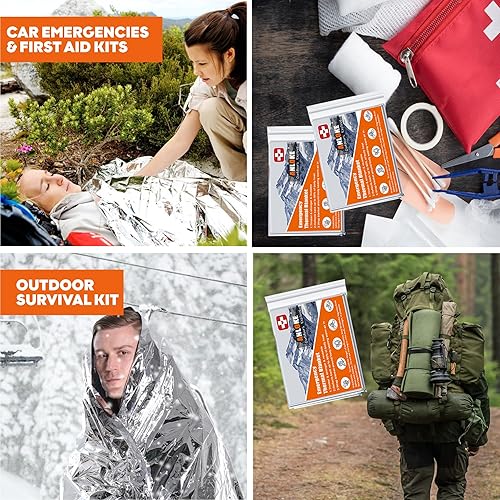 Miniatura 7 de Mantas de emergencia Mylar manta térmica (paquete de 10) de manta espacial gigantesca de 82 x 64 pulgadas, mantas de supervivencia