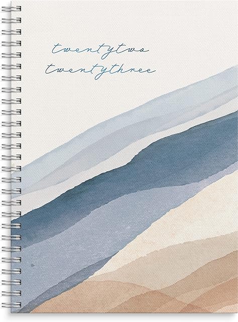 Burde Diary 2022 2023 Blue/Beige | Horizontal Layout | August 1 2022 to August 27 2023 | Week To View | Mid Year | Diary 22 23 | 21x16cm