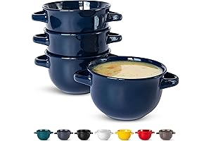 KooK 18 oz French Onion Oven Safe Blue Soup Bowls