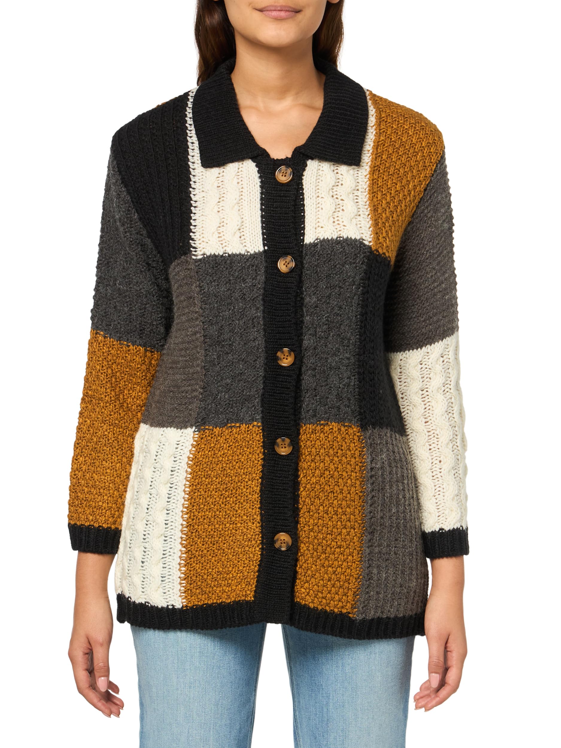 MULTIPLES Women's Three Quarters Sleeves Drop Shoulder Button Front Sweater Cardigan