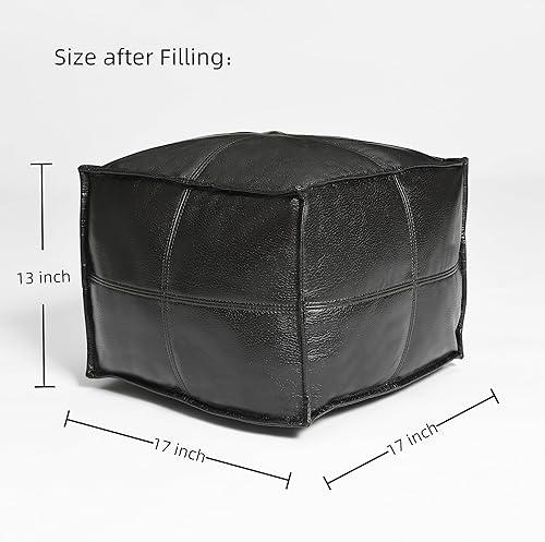 Miniatura 3 de C COMFORTLAND Unstuffed Pouf Ottoman, Faux Leather Poof Cover with Storage, Square Foot Rest, Floor Foot Stools, Bean Bag Ottomans Furniture for