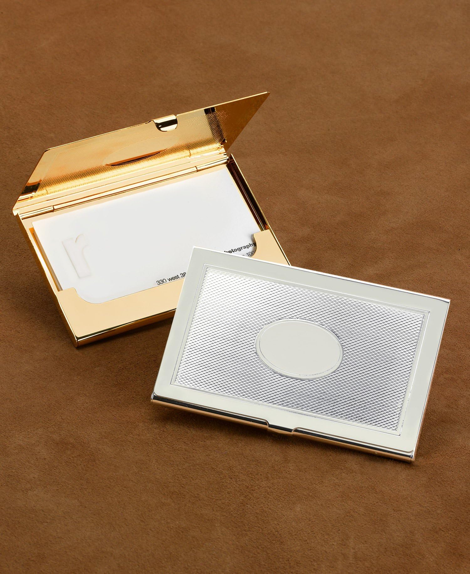 Bey Berk Gold Plated Business Card Case With Oval Design