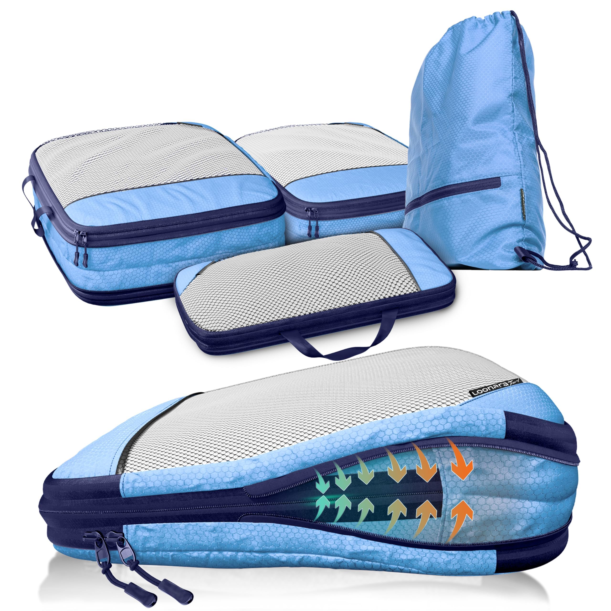 Cubes compressibles LOONARA pour compresser vos vêtements de voyage