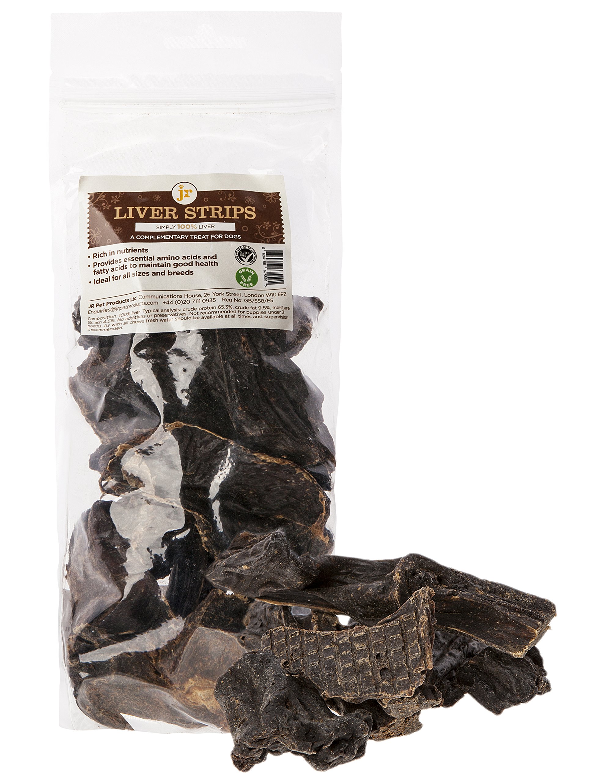 JR Pet Products 1kg Dried Beef Liver Strips Dog Treat 100% Natural Grain & Gluten Free