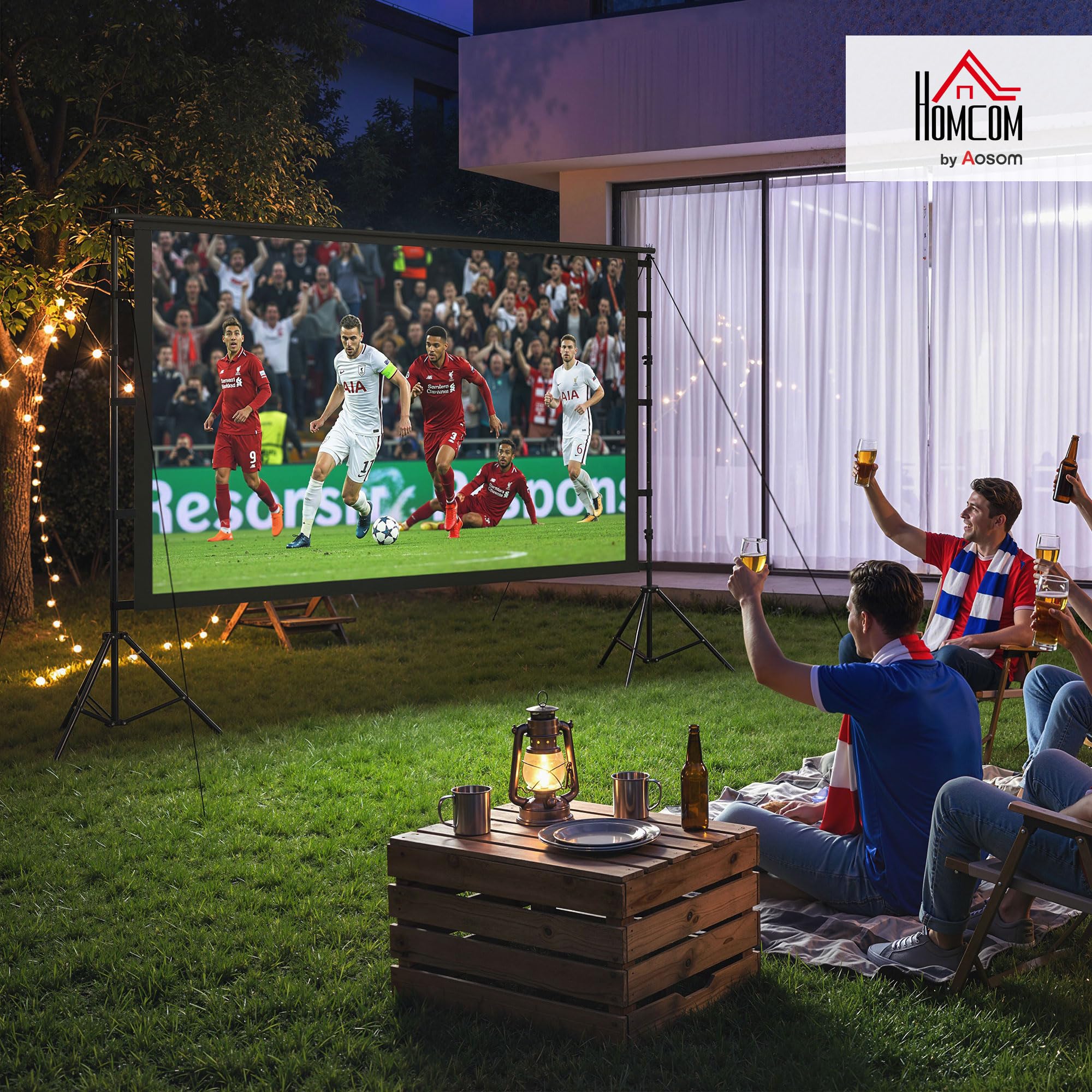 HOMCOM Écran de Projection avec Trépieds 100" 16:9 HD 4K/8K, 268Lcm, Écran Videoprojecteur sur Pied Portable, Double Face, 2 Trépieds Pliables, Angle de Vision 160°, pour Cinéma Maison, Bureau, Voyage