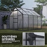 Outsunny 6 x 8ft Serre en Polycarbonate Porte Coulissante Gris - 6