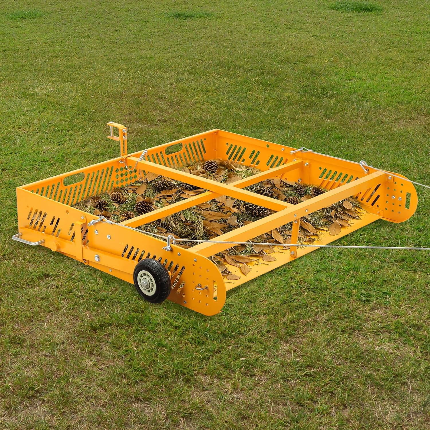 POPMOON 2-in-1 Horse Paddock Cleaner &Tow Behind Trailer, Yard Sweeper for Horse Manure,Upgrades from Manure Scoop - Heavy Duty Drag Manure Collector Suit for Paddock,Pasture