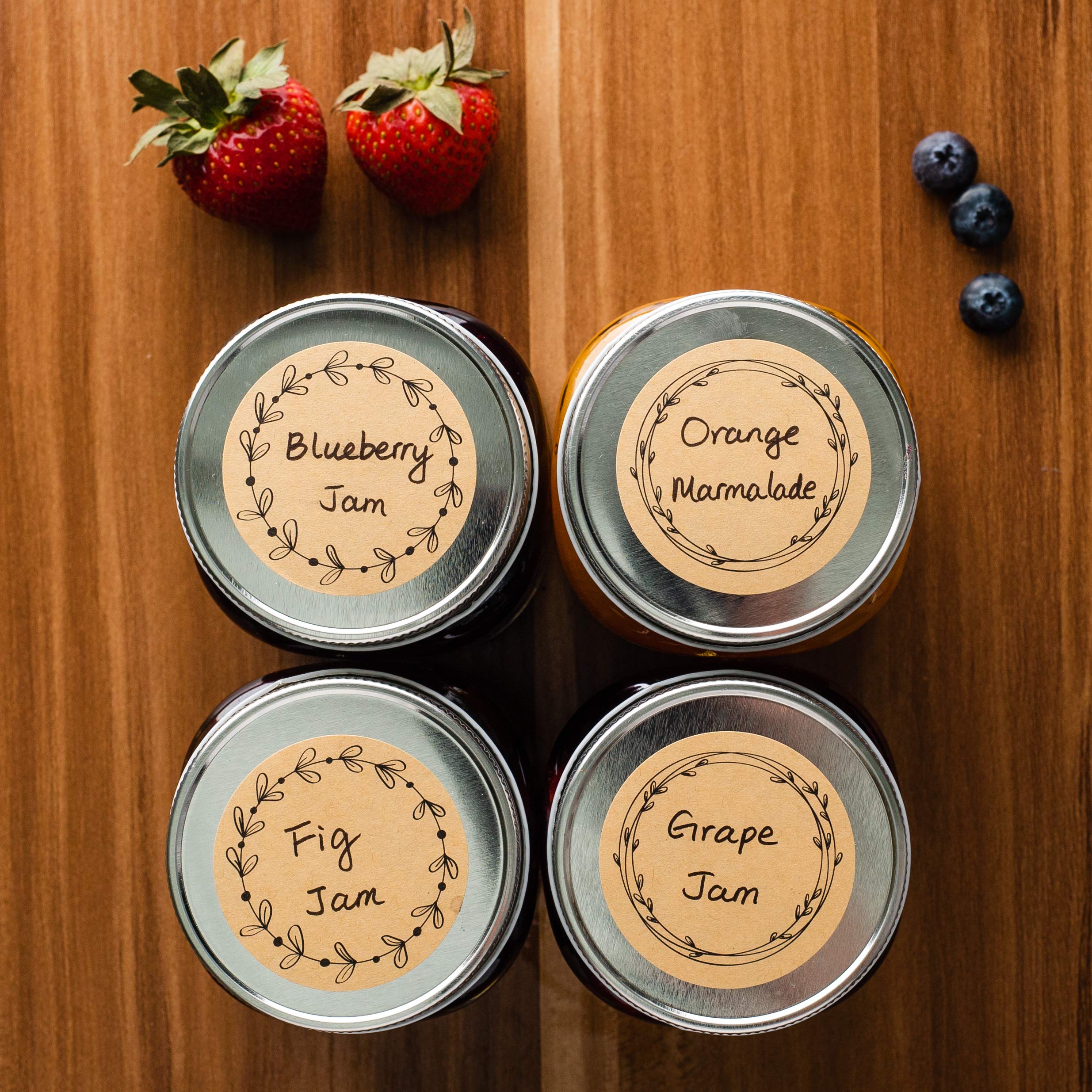 MONEST (500pc/Roll) 2" Label Stickers for Jars and Lids (Floral BnW