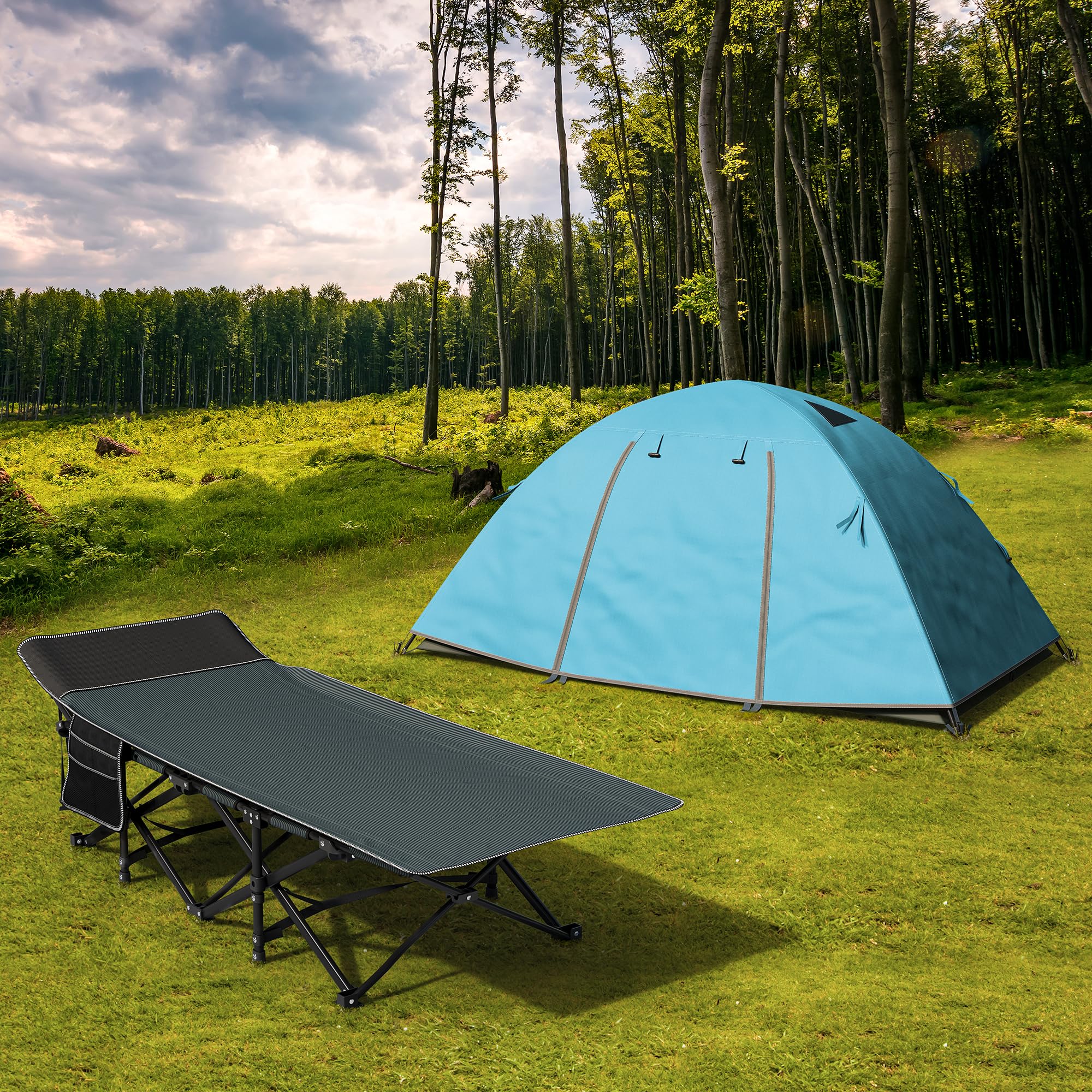 YITAHOME Feldbett Klappbar für Erwachsene, Robustes Campingbett 260 kg, Tragetasche, Schwarz