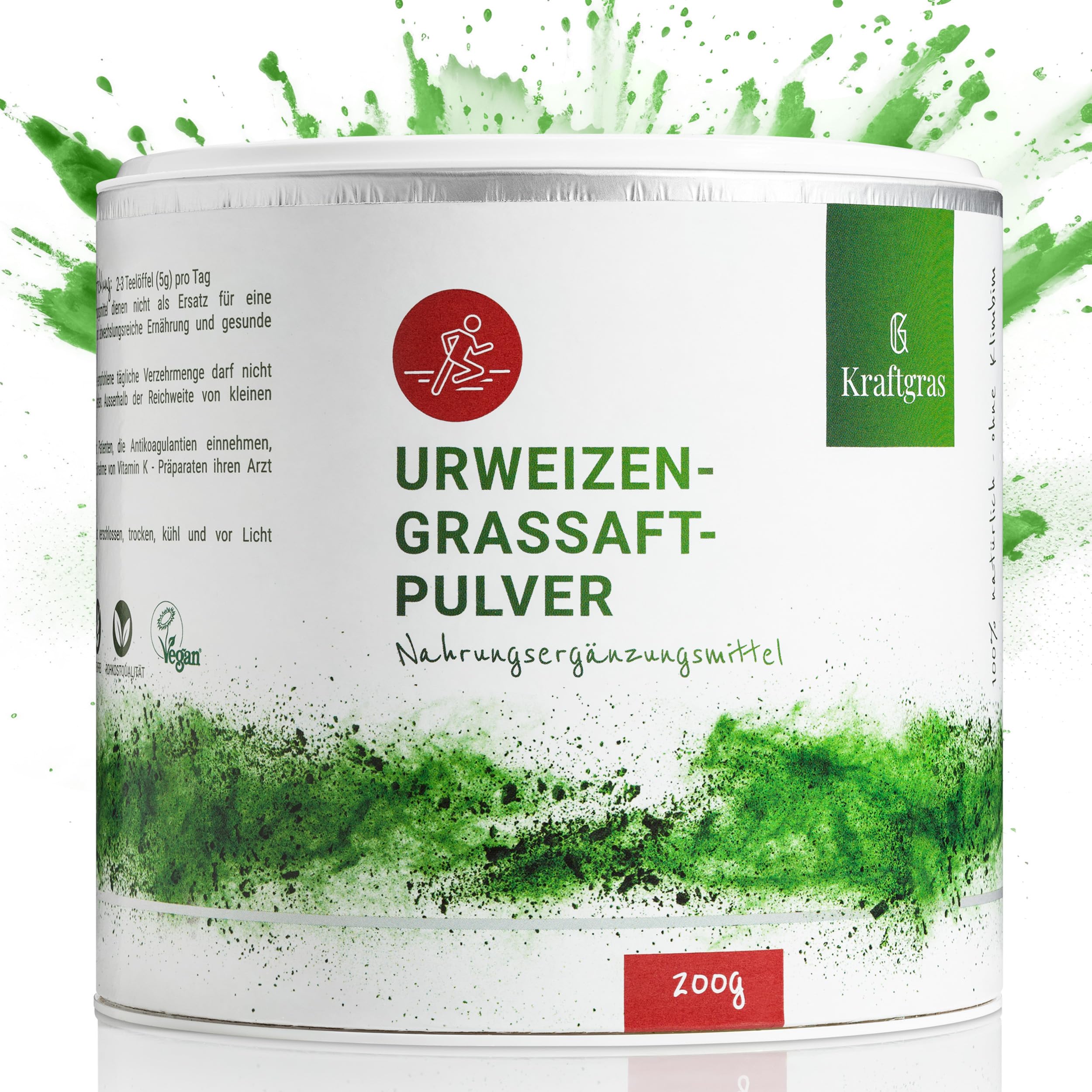 Urweizengrassaft-Pulver BIO [200g] - naturreines Weizengrassaft-Pulver aus grünem Weizengras [vegan & glutenfrei] für Saft, Smoothie & mehr - komplett natürlich & ohne Zusätze