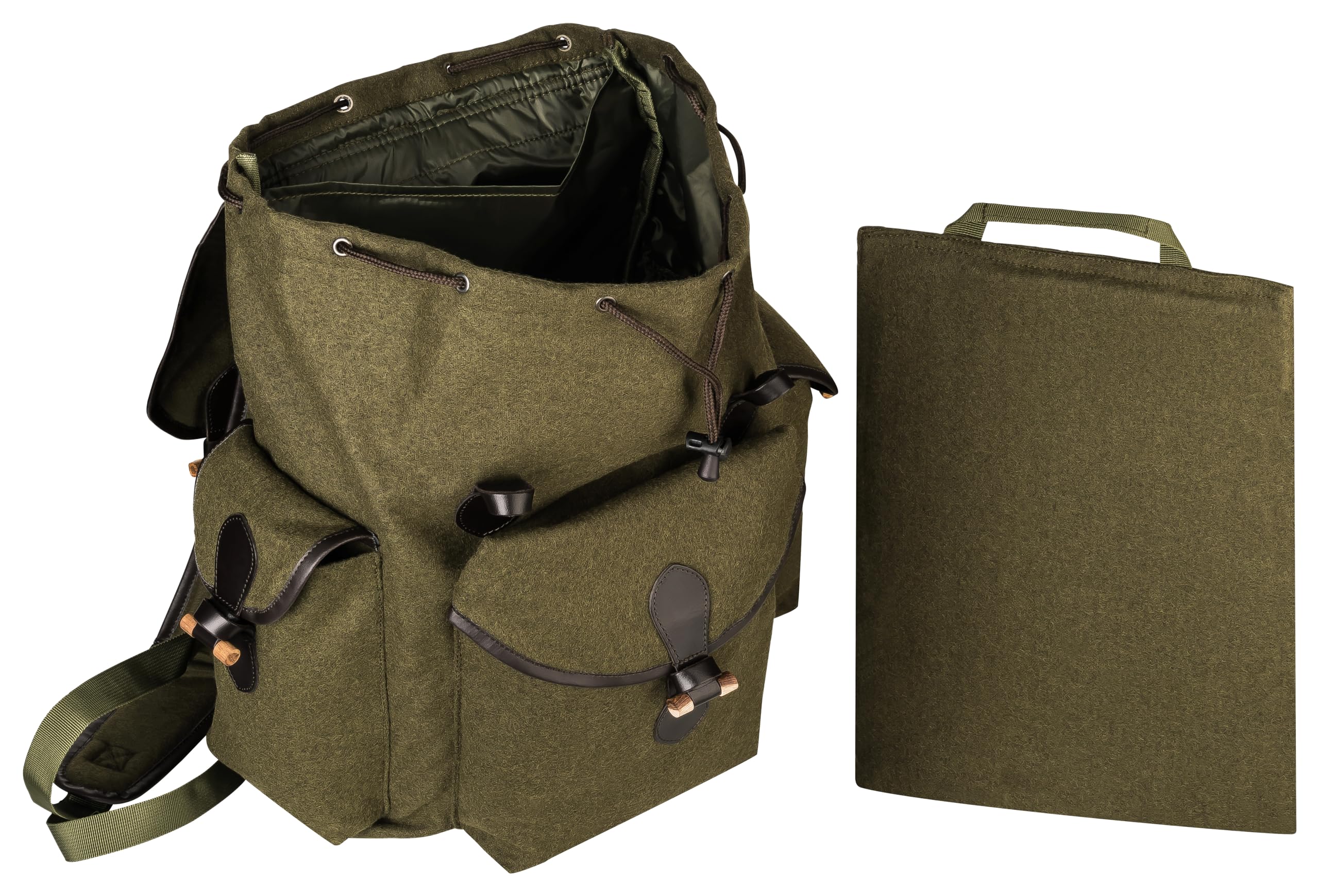 K & S Lodenrucksack Jagd mit Sitzkissen Jagdrucksack Rucksack Loden Wandern Trekking Outdoor mit Schweißeinlage Grün 30L