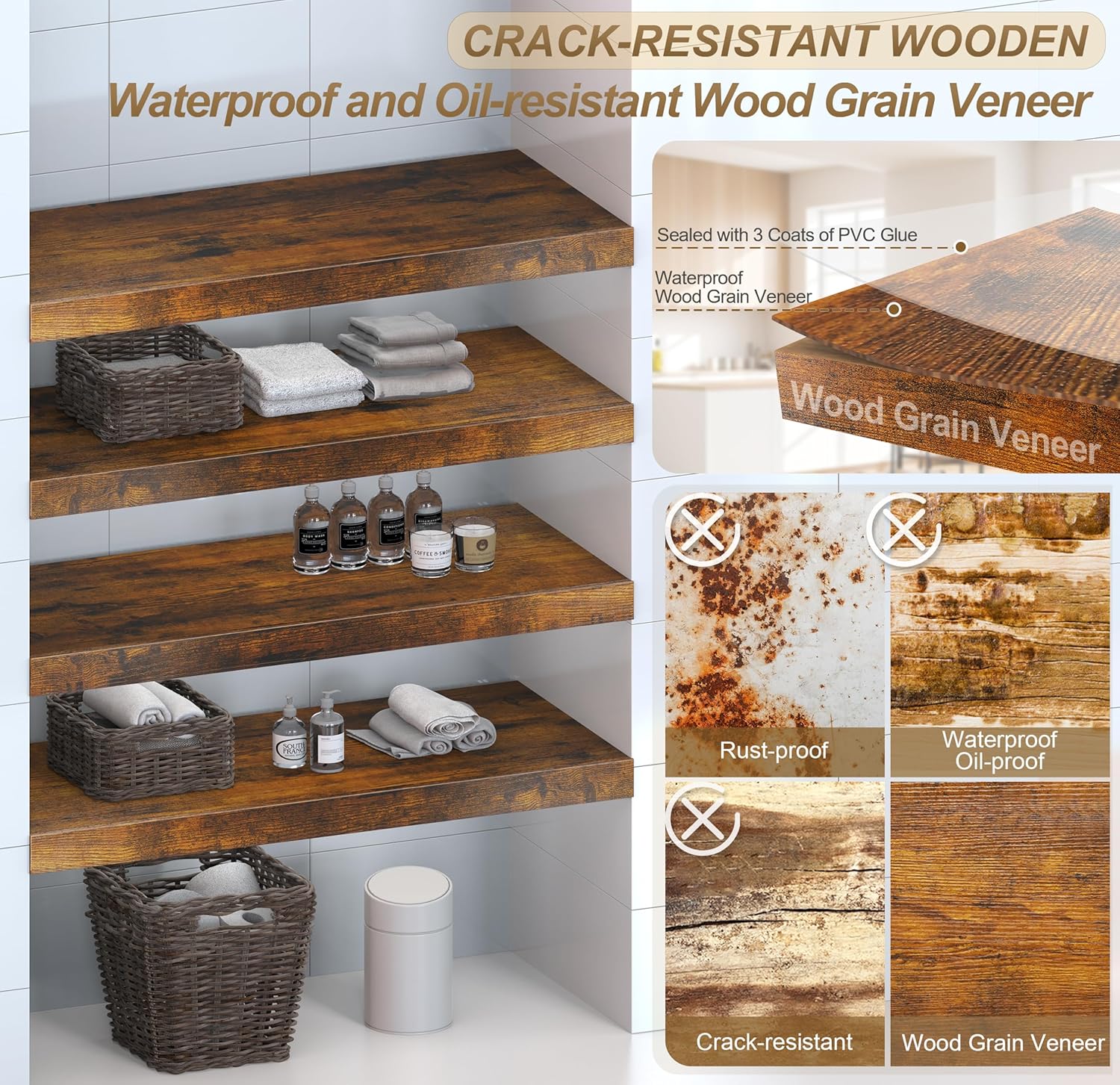 MyLifeUNIT Wire Shelf Covers, 4 PCS Wood Wire Rack Covers for Pantry, Closet, Laundry Room (35.8" W x 16" D)