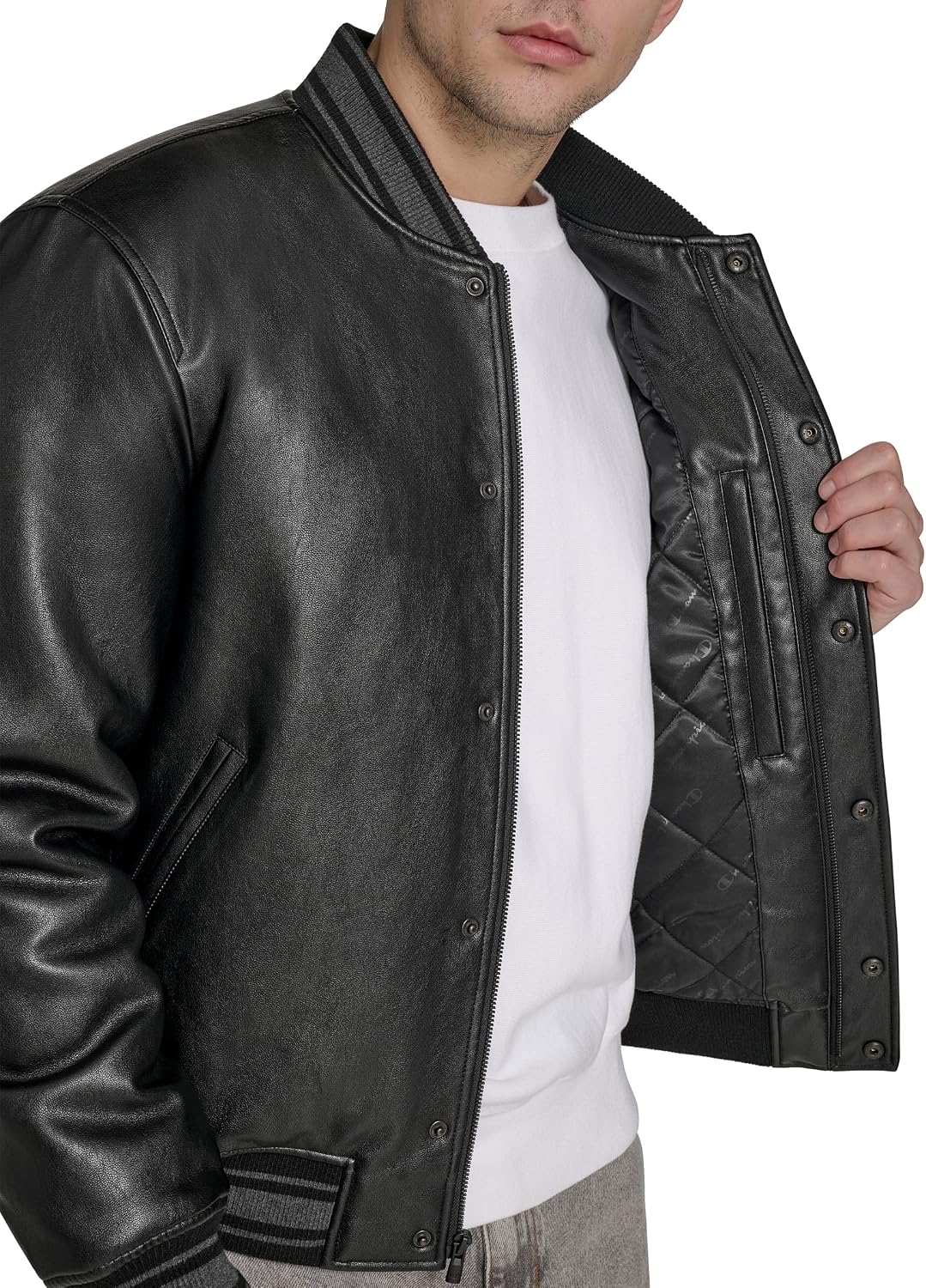 Champion Men's Letterman Varsity Bomber Jacket With Patches