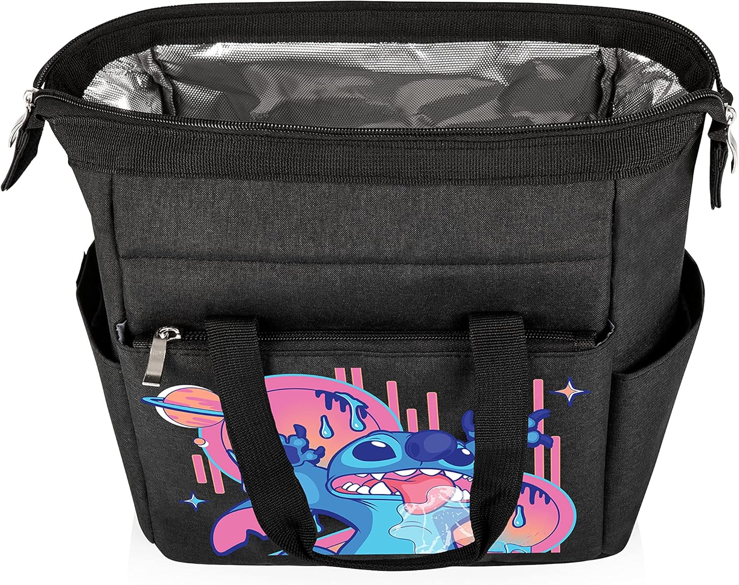 PICNIC TIME Disney Lilo & Stitch Drool On The Go Lunch Bag, Soft Cooler Lunch Box, Insulated Lunch Bag, (Black)