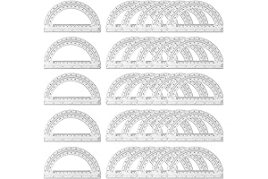 Bulk Protractors: Pack of 30 Clear Plastic Student Math Protractors (6-Inch Long, 180 Degree)