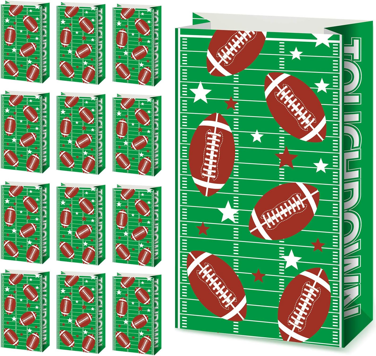 Blulu 30 Pcs Football Gift Bags Football Goodie Bags for Birthday Sports Game Day Baby Shower Game Celebration Party Supplies Snacks Treats, 8.3 x 4.7 x 3.1 Inch