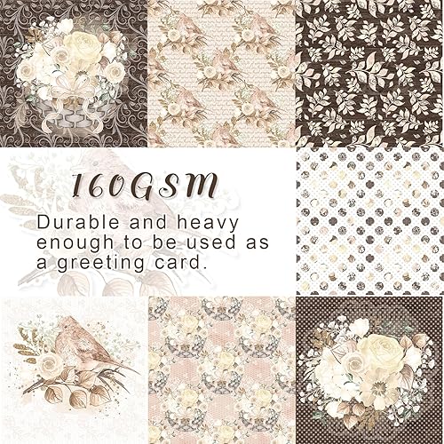 Miniatura 3 de 28 hojas de papel de álbum de recortes, papel floral de 6 x 6 pulgadas, papel de álbum de recortes de 5.64 ozm, papel decorativo para hacer tarjetas