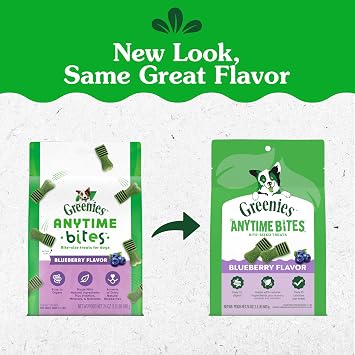 Greenies Anytime Bites Dog Treats, Blueberry Flavor, Dog Training Treats, 24 oz. Bag