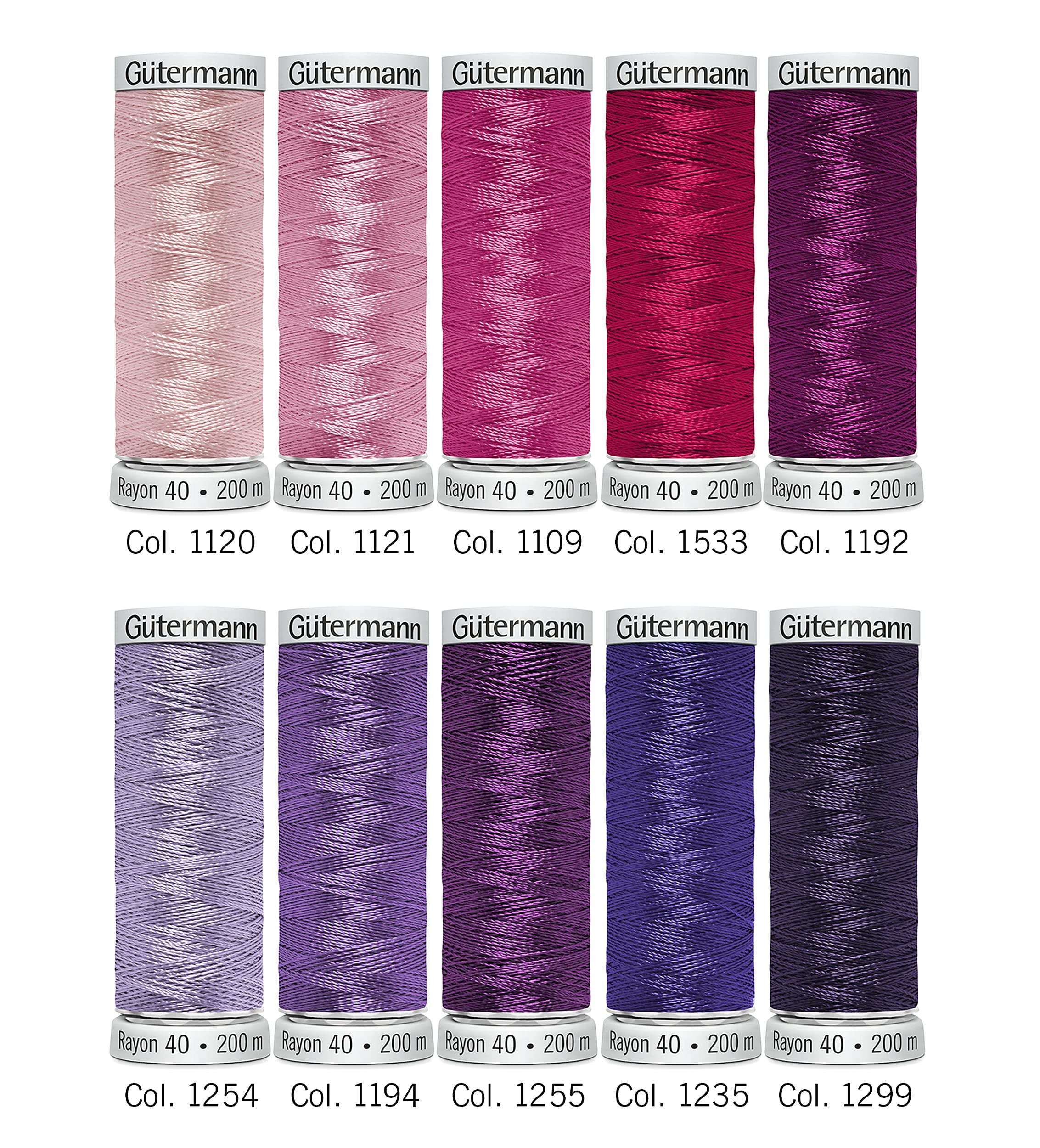 Gütermann creativ Set hilo para bordar a máquina con 10 bobinas Rayon 40 200 m en varios colores