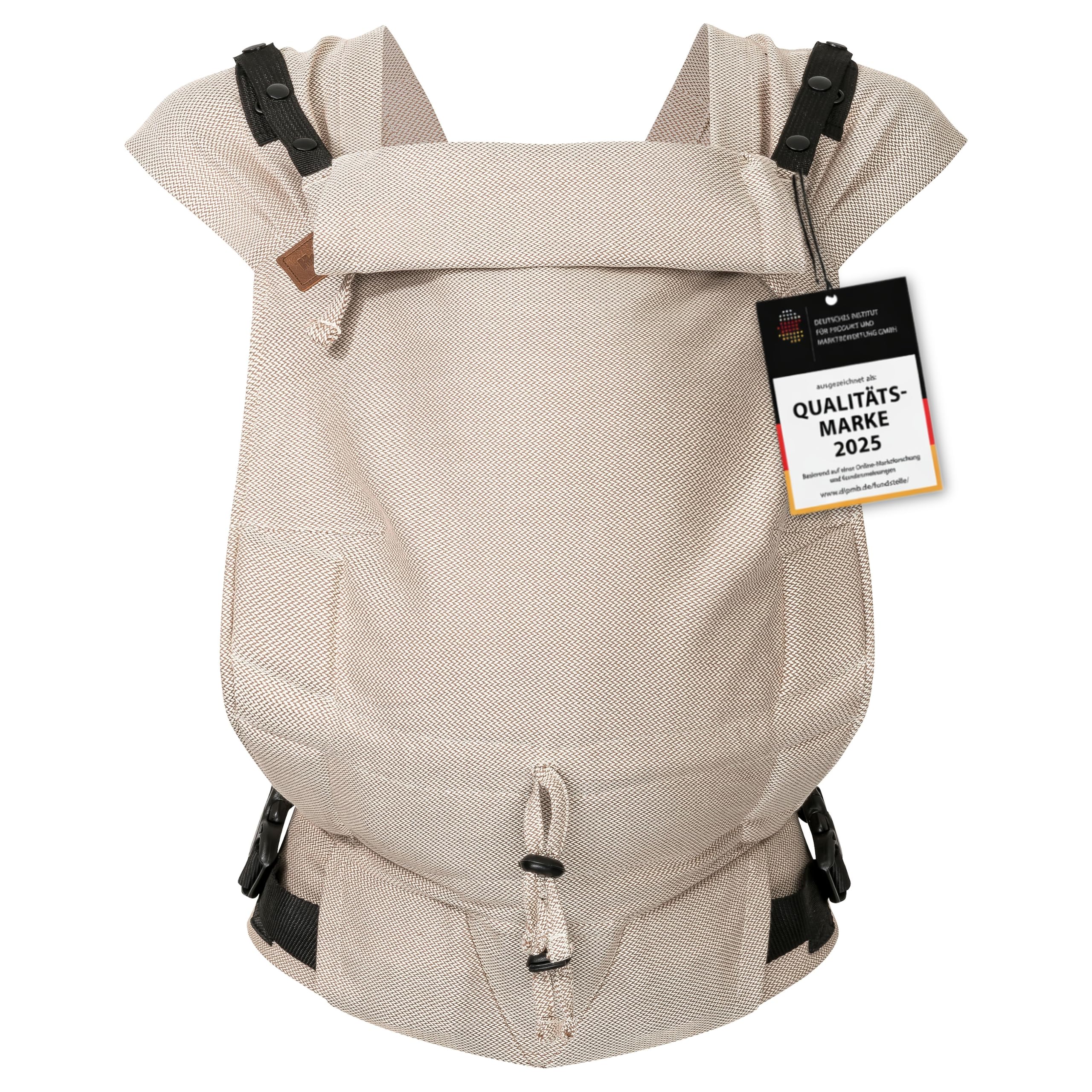 Hoppediz Porte-bébé Primeo Full-Buckle dès la naissance (2.5-15 kg), Porte-bébé ventral et dorsal, Taille Réglable, 100% coton bio, Design Djerba