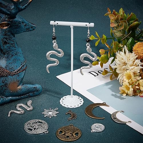 Miniatura 5 de SUNNYCLUE 1 caja de 64 dijes de estilo tarot de fases lunares, árbol de la vida, triple diosa, luna, serpiente, sol, hongo, ouijas, dije redondo de