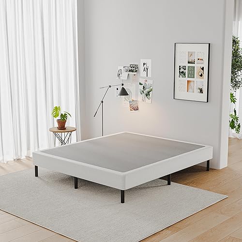Miniatura 6 de Somier de tamaño matrimonial de 5 pulgadas con soporte de patas de metal de 9 pulgadas, funda de cama de tela fácil de limpiar incluida, base de